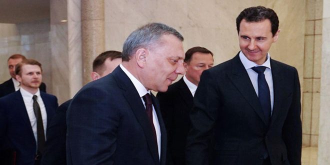 الرئيس الأسد يبحث مع بوريسوف التعاون القائم بين سورية وروسيا والاتفاقيات الثنائية الموقعة