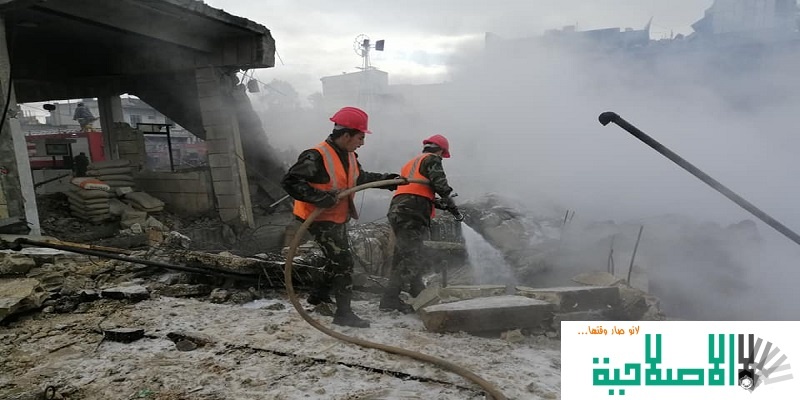 إصابة ٤ أشخاص و فقدان خامس في حريق بمحطة وقود شرقي حمص
